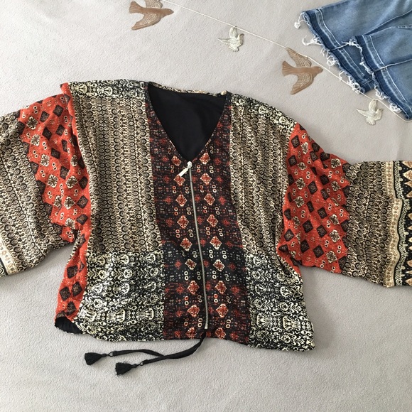 Kimono Dolman Sleeve Zip Front Jacket - Picture 8 of 8